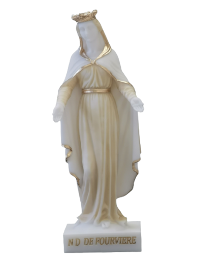 ND de Fourvière - Statue en albâtre 25cm -Beige et Or