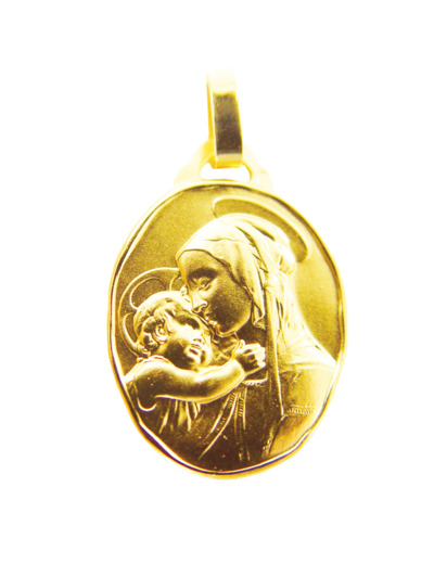 Médaille 18mm en Plaqué Or - VIERGE ENFANT