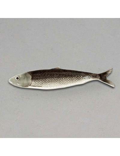 Plateau Allongé Sardine grise céramique 8x31cm
