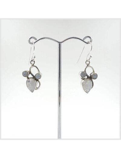 Boucles d'oreilles Pierre de lune et Argent Massif