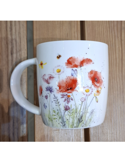 Mug porcelaine décor Coquelicot