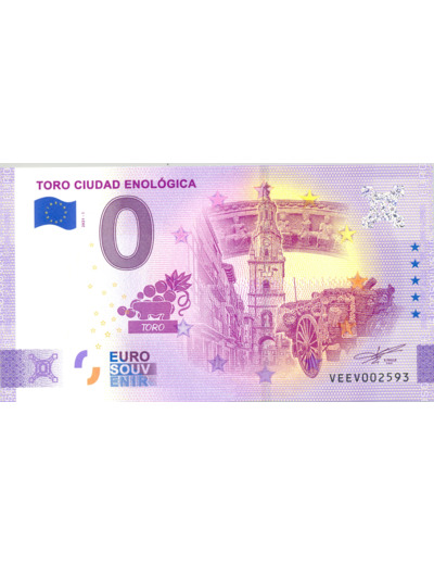 ESPAGNE 2021-1 TORO CIUDAD ENOLOGICA BILLET SOUVENIR 0 EURO ANNIVERSAIRE