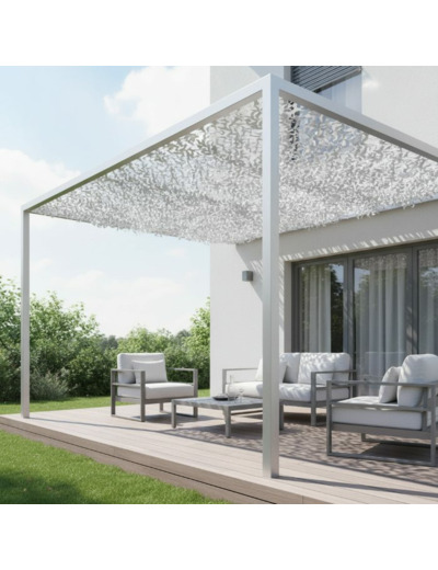 Filet camouflage blanc S-Cut 2 × 2 m : ombrage 80 %, filet camo robuste et renforcé