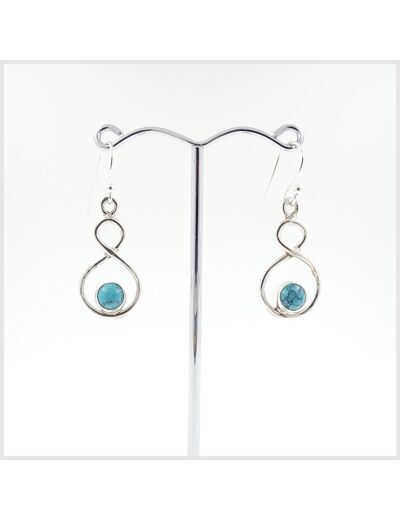 Boucles d'oreilles Turquoise et Argent Massif