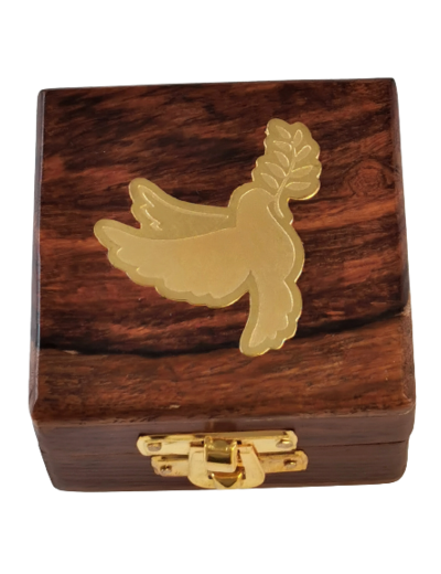 Boîte à Chapelets carrée en bois COLOMBE 7.5x7.5xHt4.5cm