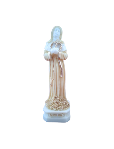 Sainte Rita - Statue en albâtre 12cm - Beige et Or