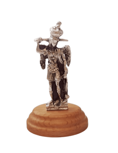 Statue 7cm en Métal Argenté avec Socle en Olivier - SAINT MICHEL