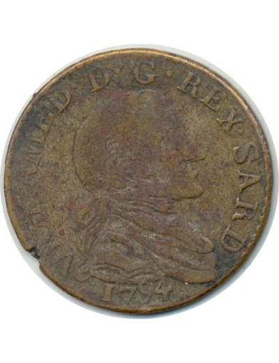 ITALIE 20 SOLDI 1794 SARDAIGNE TB+ (W94)