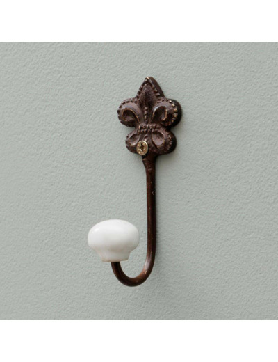 Patère fleur de Lys fer brun 10x4cm