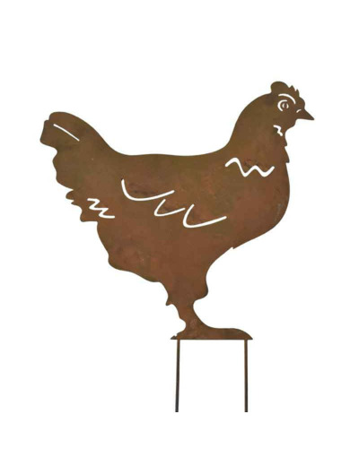 Silhouette jardin poule 36x1x48cm