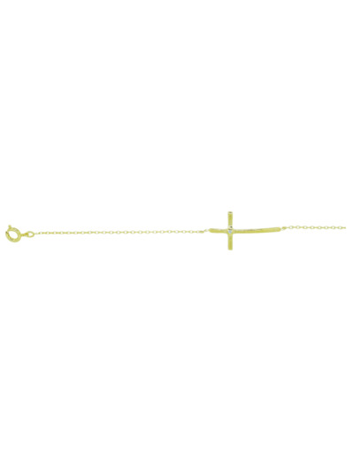 Bracelet en Plaque Or - CROIX + ZIRCON