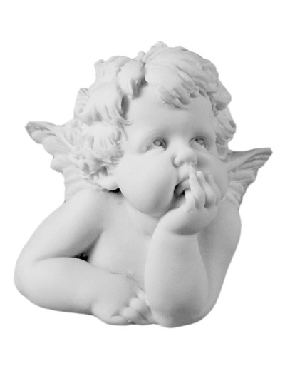Statue en albâtre 10cm - ANGE PENSIF Blanc