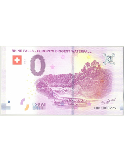 SUISSE 2018-1 RHINE FALLS BILLET SOUVENIR 0 EURO TOURISTIQUE NEUF