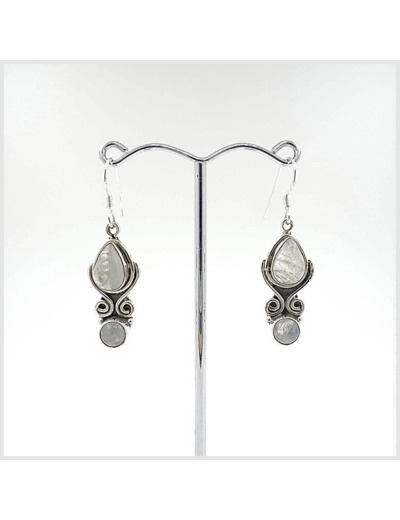 Boucles d'oreilles Pierre de lune et Argent Massif