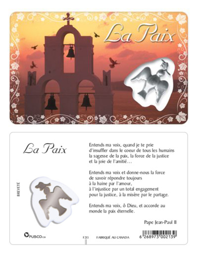 Carte-prière avec insertion- PAIX