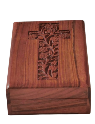 Boîte en Bois pour Chapelets ou petit Missel 18x12.5xHt 5cm