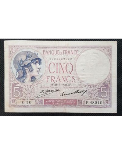 FRANCE 5 FRANCS VIOLET 21-7-1932 E.48910 TB+ F 03/16