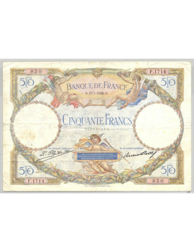 FRANCE 50 FRANCS L.O. MERSON 23-01-1928 Z.1714 TB+