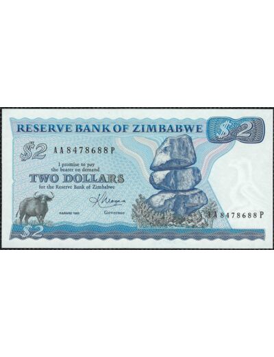 ZIMBABWE 2 DOLLARS 1983 SERIE AA NEUF W1b