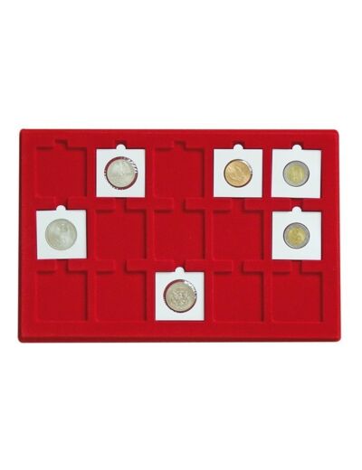 PLATEAU 15 CASES ROUGE 2329-15 (lindner) POUR ETUIS 50 X 50 mm