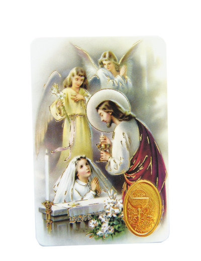 Carte Plastifiée + Poinçon + Prière 55x85cm - COMMUNION FILLE