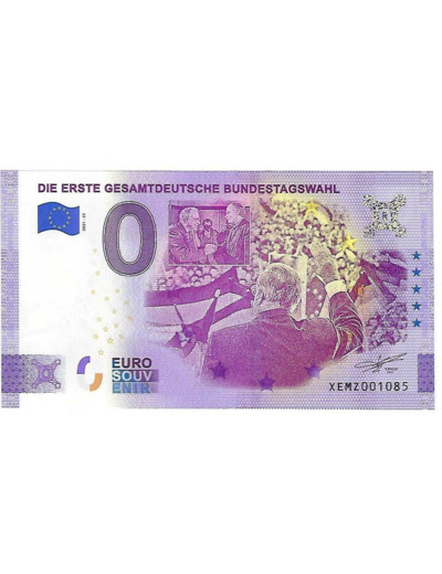 ALLEMAGNE 2021-25 DIE ERSTE GESAMTDEUTSHE BUNDESTAGSWAHL BILLET SOUVENIR 0 EURO