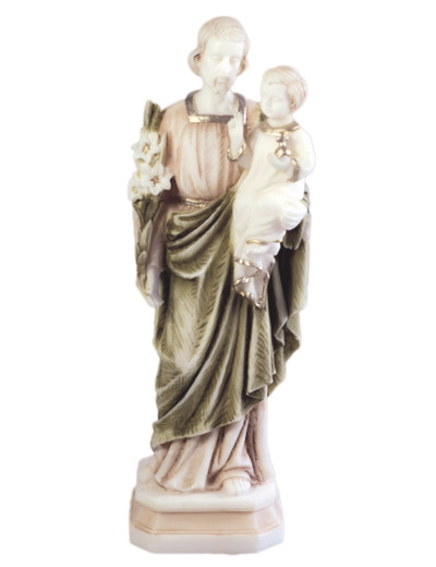 St Joseph - Statue en albâtre 20cm -Couleur