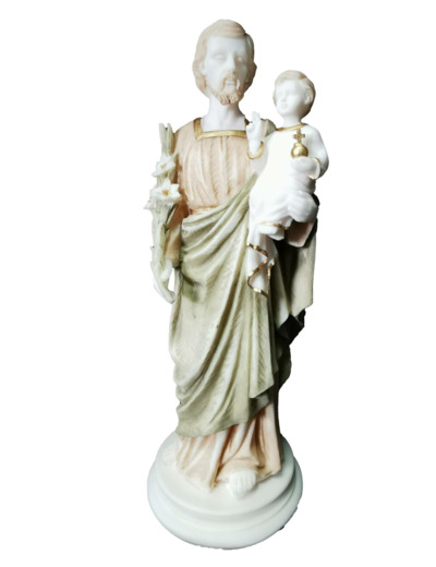St Joseph - Statue en albâtre 38cm -Couleur