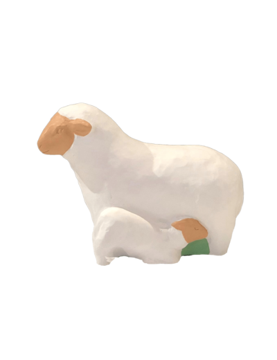Brebis avec Agneau pour Crèche 20cm polychrome- Pierreline
