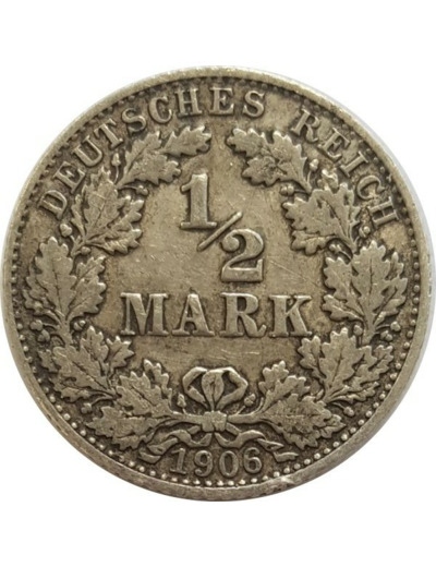 ALLEMAGNE 1/2 MARK 1906 D TB+ N2