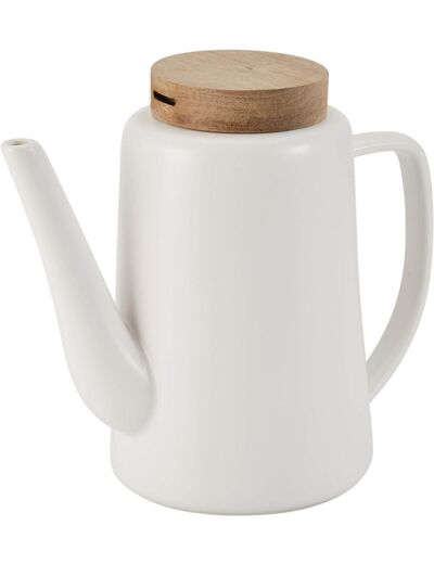 THÉIÈRE ENZO - PORCELAINE BLANCHE ET COUVERCLE ACACIA - 1.2 litres