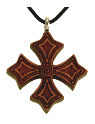 Croix en Bois d'Erable Vernis 2,8cm avec Cordon - 2 TONS MALTE