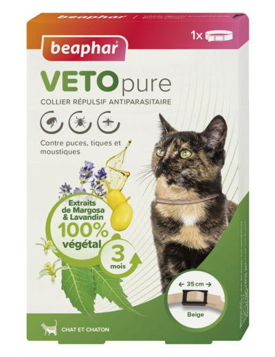 VETOpure, collier répulsif (beige) antiparasitaire pour chat