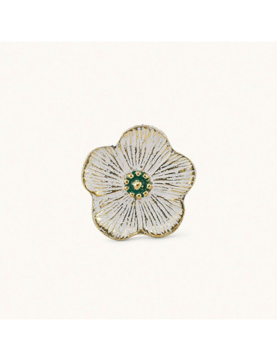 Bouton de tiroir Fleur Blanche Laiton Recyclé 5x5x7cm