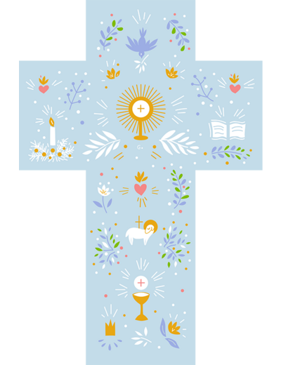 Croix Bleue Louange - Communion - 15x10cm