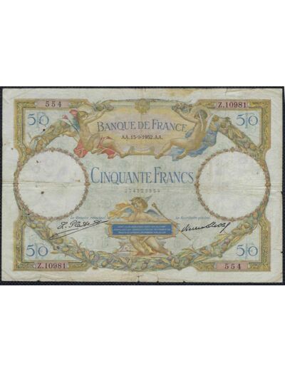 FRANCE 50 FRANCS L.O. MERSON 15-9-1932 Z.10981 TB+