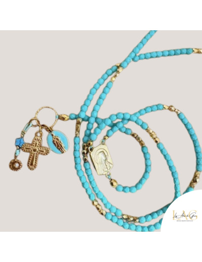 COLLIER CHAPELET BOHO TURQUOISE