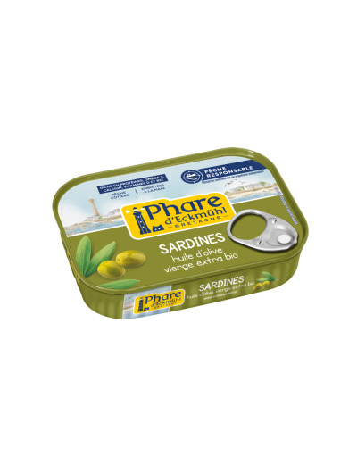Sardines de bretagne à l'huile d'olive vierge extra bio 135g