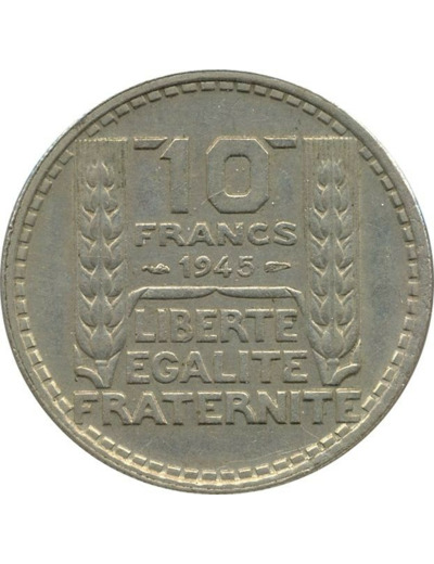 FRANCE 10 FRANCS TURIN 1945 RAMEAUX LONG TTB+