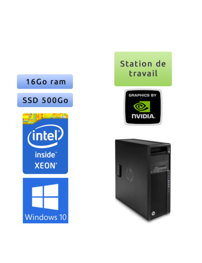 HP Workstation Z440 - Windows 10 - E5-1650 v3 16Go 500Go SSD - K4200 - grade B - Ordinateur Tour Workstation PC