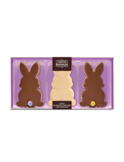 Coffret 3 Lapins Guimauve Chocolat Lait Et Blanc