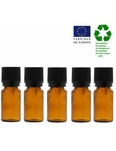 Lot de 5 flacons 10 ml en verre avec codigoutte