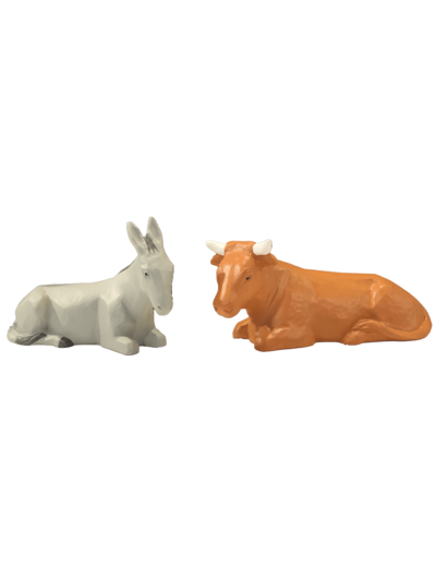 Ane et Boeuf pour Crèche 20cm polychrome- Pierreline