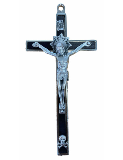 Croix de Bonne Mort en Métal et Bois Noir 15cm