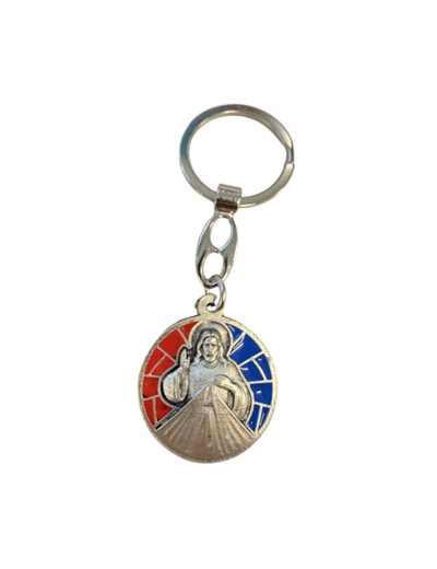 Porte clé métal relief 30mm - Bicolore - Christ Miséricordieux