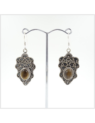 Boucles Oeil de Tigre en argent massif