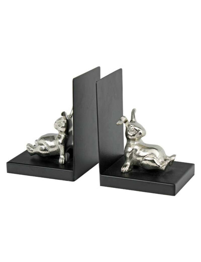 Serre-livres lapin noir argenté 28x12x19cm