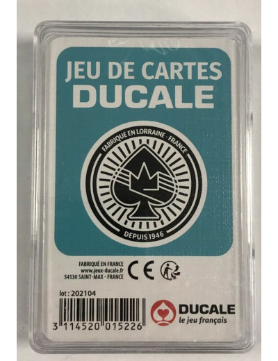 JEU DE 54 CARTES DOS BLEU BOITE PLASTIQUE de chez DUCALE