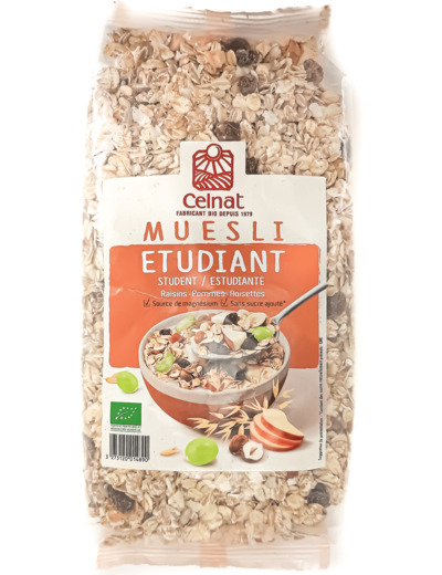 Müesli Étudiant Raisins Pommes Noisettes Bio 500g