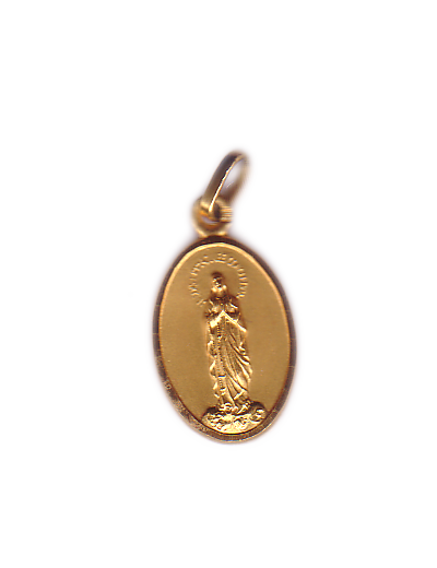 Médaille 19mm en Plaqué Or - APPARITION ND DE LOURDES